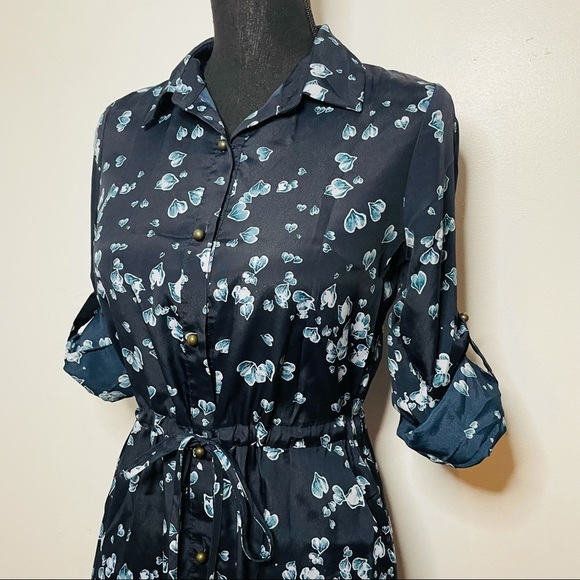 Maison Jules Blue Floral Long Sleeve Dress - Picture 5 of 11